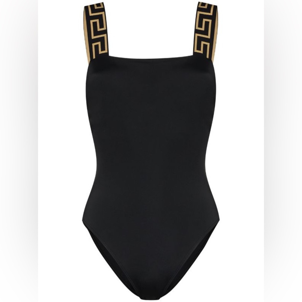 New Versace Greca Border black One-Piece Swimsuit